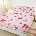 thumbnail image 3 of Homewish Kawaii Red Bow Twin Sheet Sets 3pcs for Kids Children Teens,Christmas Tree Twin Fitted Sheet Microfiber,Xmas Golden Snowflake Breathable Flat Sheet,Microfiber Bedroom Decor, 3 of 7