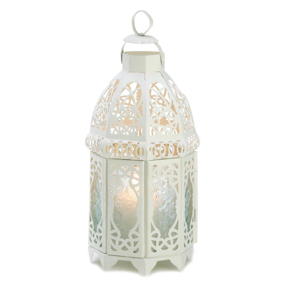 Lantern Outdoor, White Lattice Metal Decorative Floor Patio Outdoor