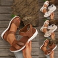 thumbnail image 1 of HVOBTTY Sandales Décontractées d'Été pour Femmes, Mode, Couleur Unie, Talon Compensé, Plage, Chaussures de Marche Confortables, Brun, 43, 1 of 5