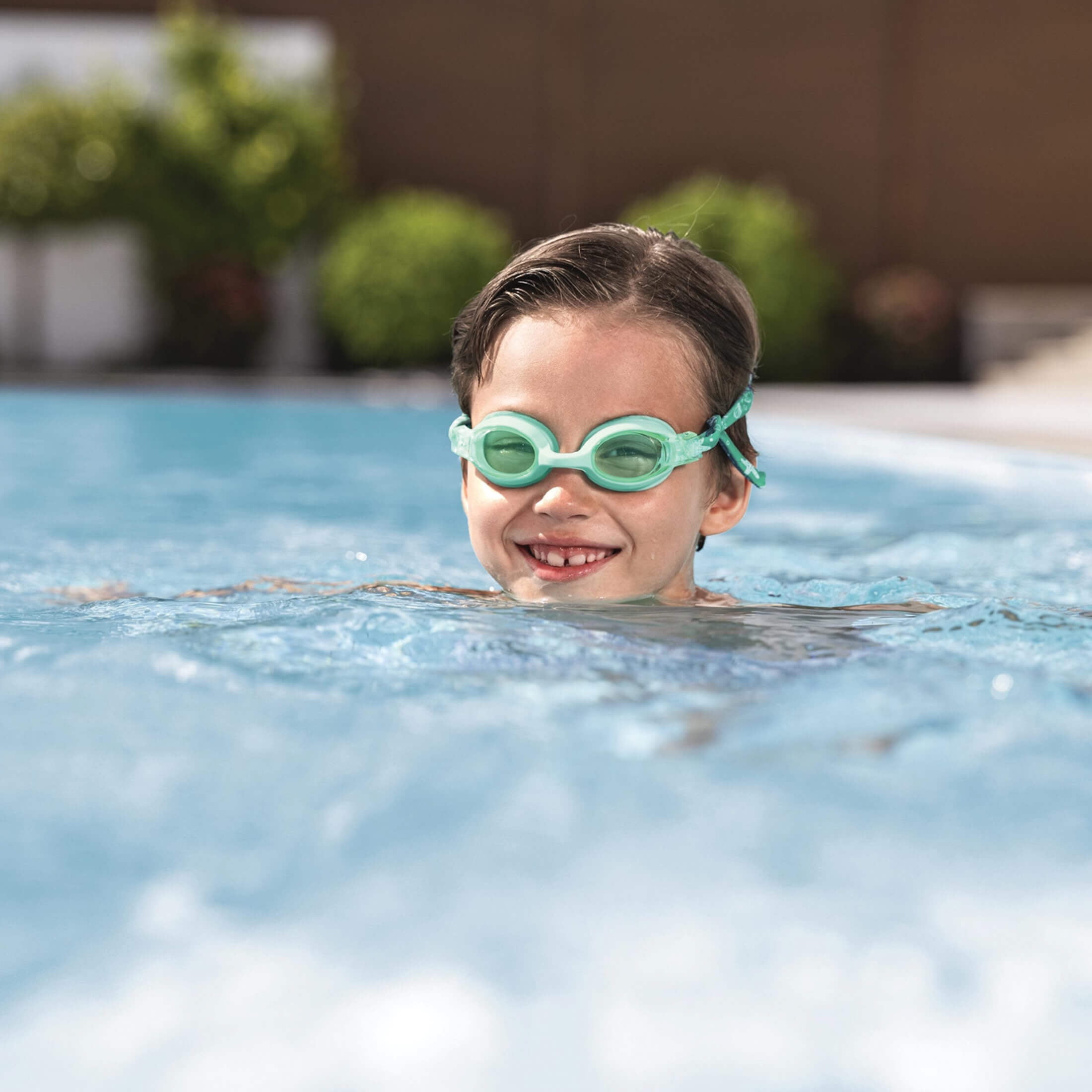(3 pack) Puddle Jumper Child Fabric Swim Goggles, Green, Non-Latex and Non-PVC, Kids Ages 3+