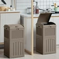 thumbnail image 6 of BOBOKY 33 Gallon Outdoor Trash Can, Hideaway Garbage Bins with Tiered Lid, Waterproof Resin Outside Waste Bins for Patio, Outside Pool, Backyard and Deck,Brown,2 Pack, 6 of 8