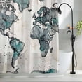 thumbnail image 2 of Vintage Map Shower Curtain Set, Waterproof Shower Curtains for Bathroom, Teal Flowers Color Block Abstract Washable Fabric Cloth Bath Curtain for Bathtub Decoration with Hooks 60x72 Inches, 2 of 9