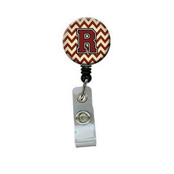 Carolines Treasures CJ1061-RBR Letter R Chevron Maroon & Gold Retractable Badge Reel