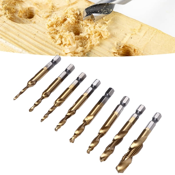 Macho de flauta en espiral eliminación de virutas Broca de machos de roscar estándar de varios tamaños a prueba de herrumbre con vástago hexagonal de 1/4 de pulgada para ANGGREK Otros