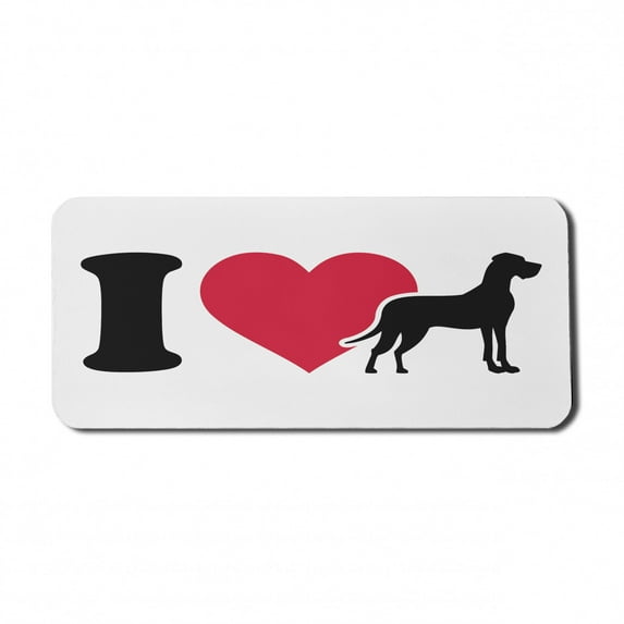 Dog Lover Computer Mouse Pad, Classic Heart Dog Lover Concept with Pet Silhouette, Rectangle Non-Slip Rubber Mousepad X-Large, 35" x 15" Gaming Size, Charcoal Grey Dark Pink, by Ambesonne