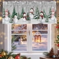 thumbnail image 2 of Kitchen Valances for Window, Cartoon Snowman Green Christmas Tree Light Filtering Rod Pocket Valance Curtain, Snowflakes on Grey &nbsp;Short Curtains Window Topper for Bedroom Living Room 54x18in, 2 of 8