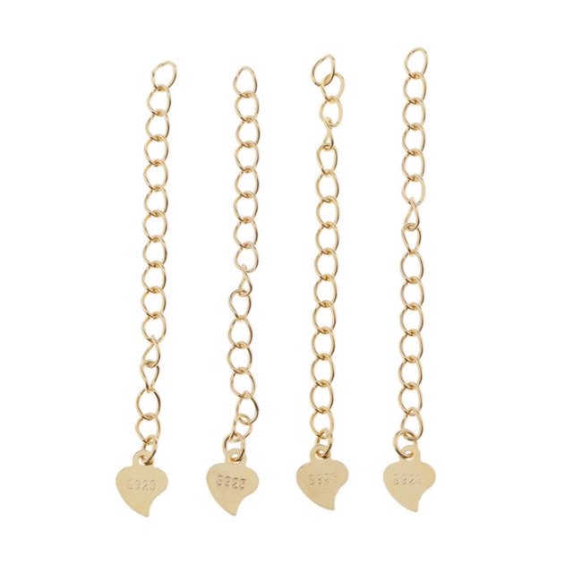 4 conjuntos de cadenas de extensor de collar con cierres de joyería Extensores de joyería para fabricación de etiquetas Plata 5cm Macarena Conectores de cierres de joyería