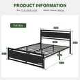 thumbnail image 4 of Einfach Full Size Metal Platform Bed Frame with Wooden Headboard & Footboard, Black Oak, 4 of 6