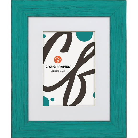 Craig Frames Jasper, 12x15 inch Country French Teal Picture Frame Matted for a 8.5x11 Photo