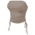 thumbnail image 5 of FashionMille Women's Slim Fit Off Shoulder Side Ruched Detail Rib Jersey Knit Crop Tube Top, 5 of 6