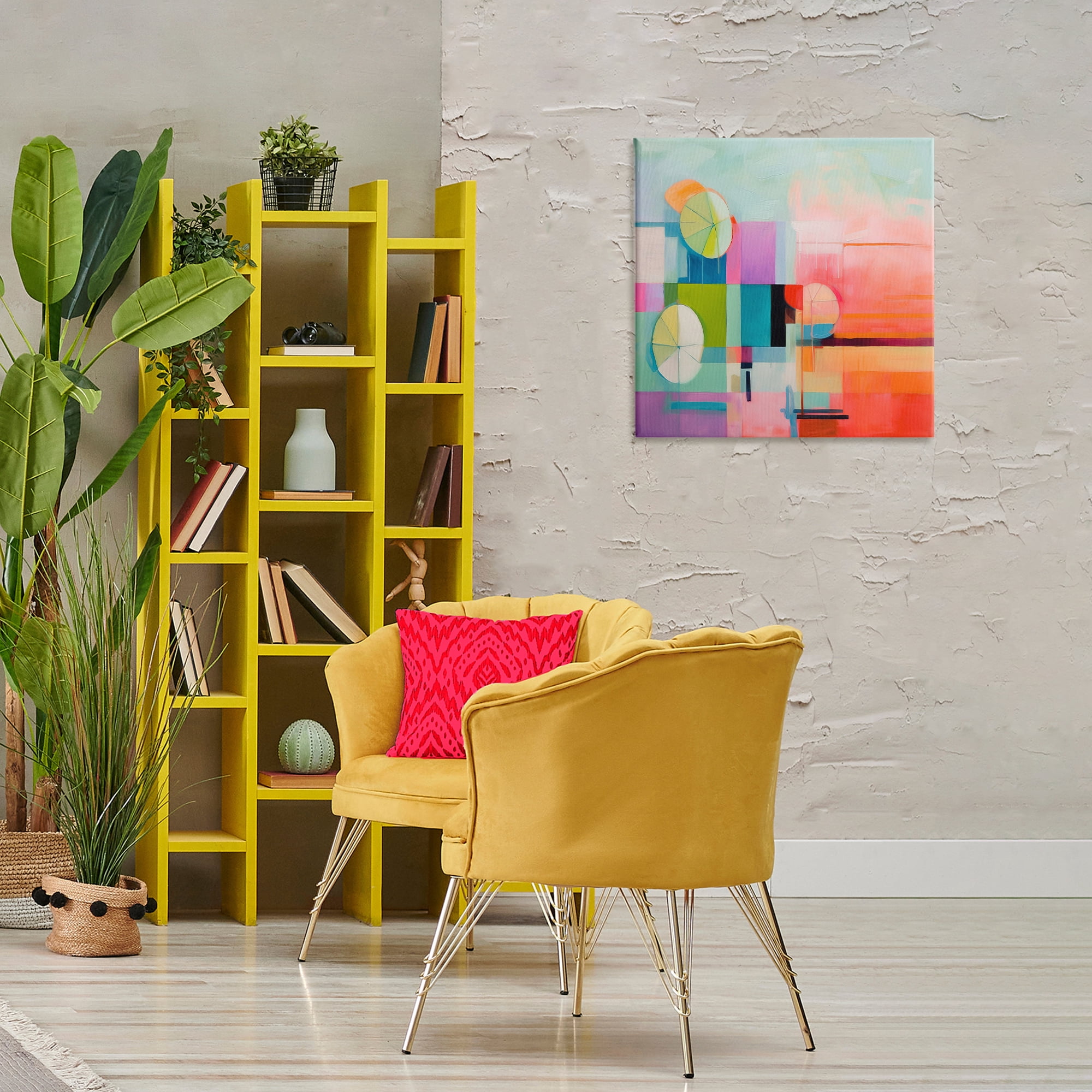 Stupell Industries Beach Umbrellas Abstraction Abstract Painting Gallery Wrapped Canvas Art Print Wall Art, 24 x 24