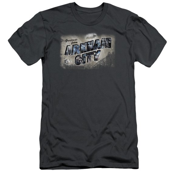 Arkham City - Greetings From Arkham - Slim Fit Short Sleeve Shirt - Large