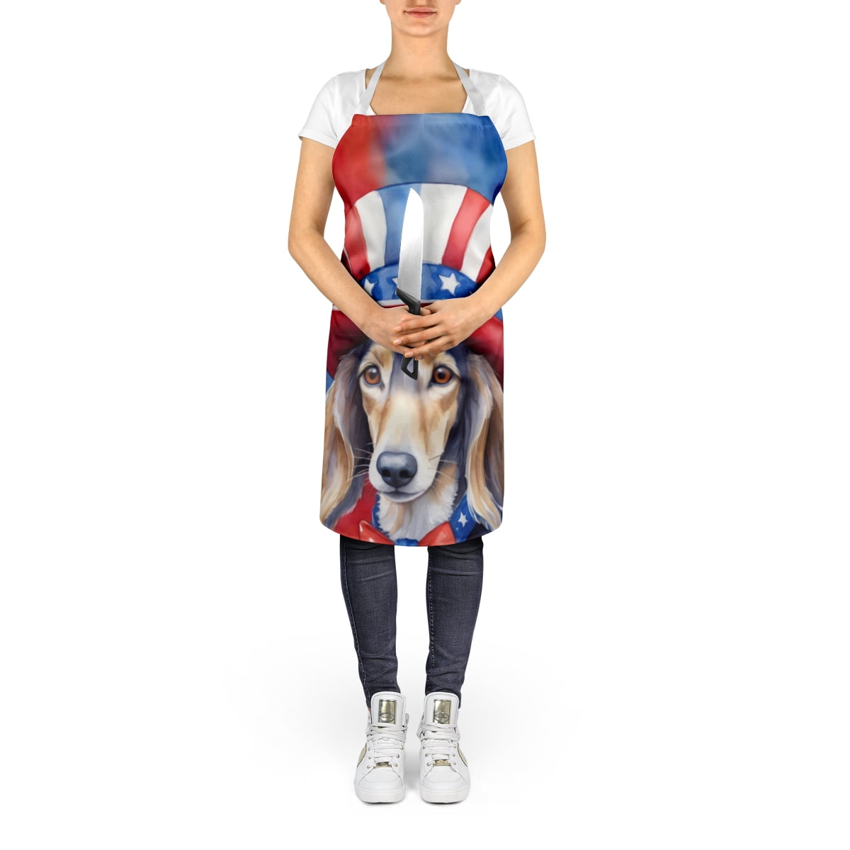 Saluki Patriotic American Apron 27 in x 30 in