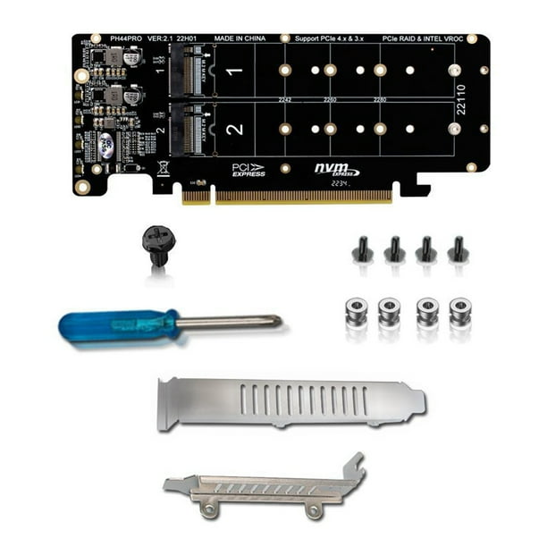 PCIE X16 to M.2 MKey NVMEx4 SSD 2U Server Riser Card DoubleSided 4