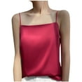 thumbnail image 2 of Womens Summer Casual Satin Round Neck Sleeveless Top Fashion Solid Color Tank Basic Stretchy Comfortable Outfit, 2 of 3