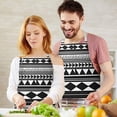 thumbnail image 3 of Black White Ethnic Pattern Apron-Garden Aprons for Women with Pockets-Cotton Linen Waterproof Kitchen Cooking Gardening Aprons Adjustable for Kitchen,Cooking,BBQ and Salon 33x27 Inch, 3 of 7