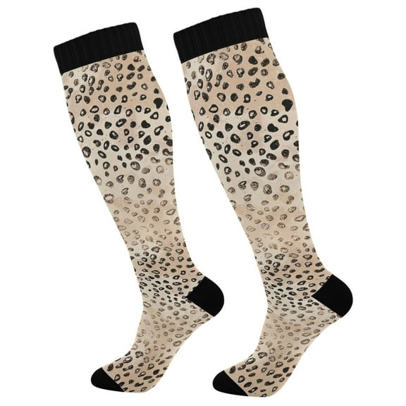 joogoo Plain Cheetah Glitter Print Long Socks Women Men Knee High Sock