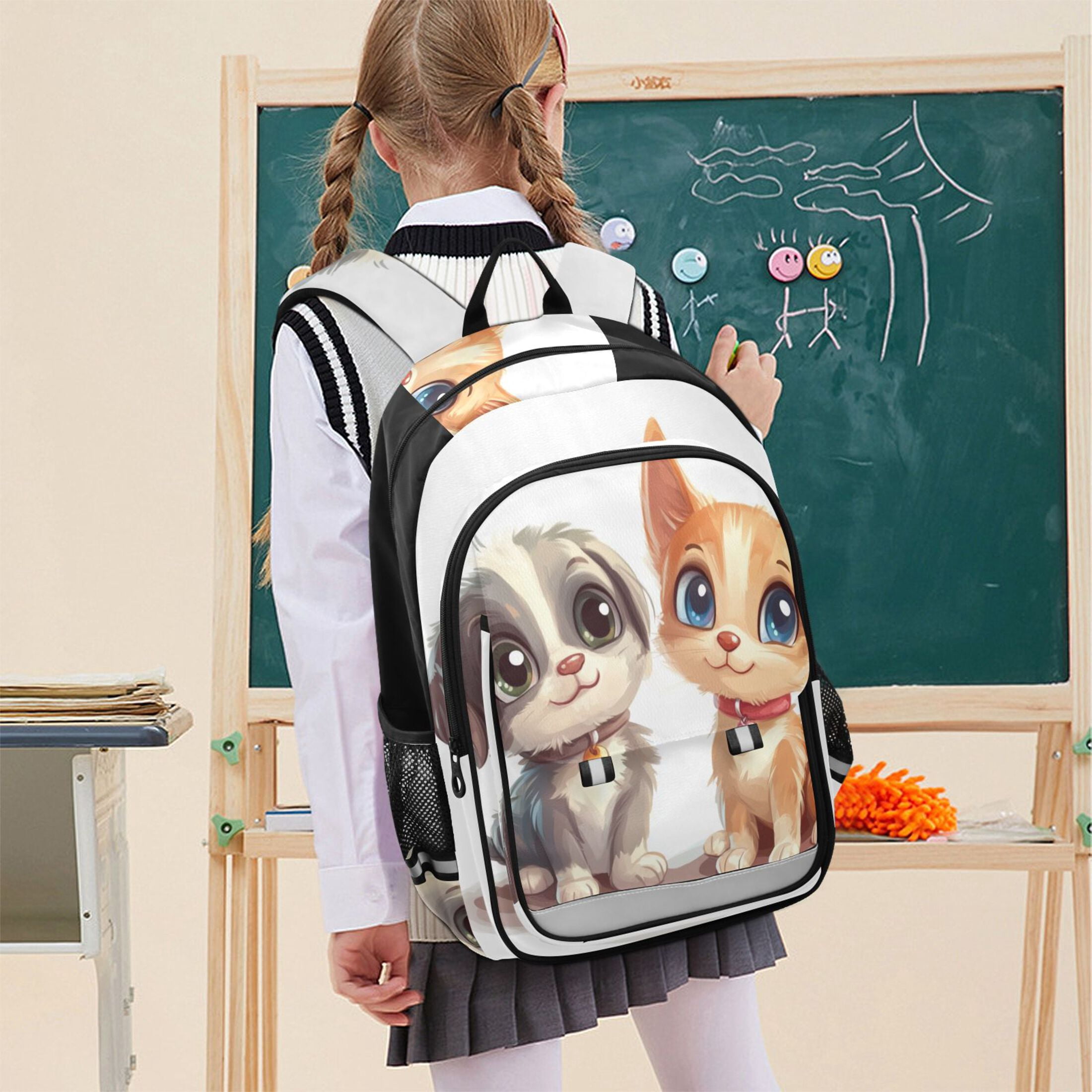 Backpack 12.9 *5.1 * 17.7 Inches Outing Backpack, Shopping Backpack, Travel Backpack Dog and Cat Friends