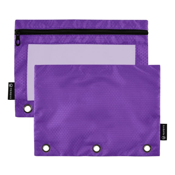 ALAZA 2 Pack Pencil Pouch Dark Purple Pencil Case for 3 Ring Binder Clear Window Pencil Bag Organizers