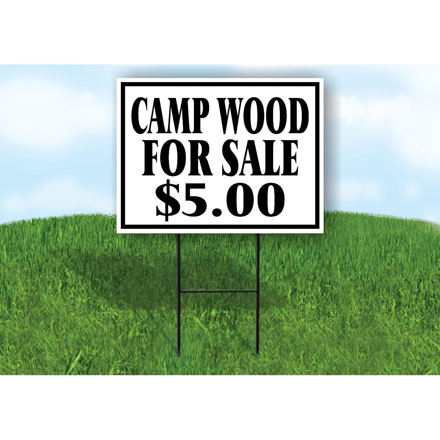 HElectQRIN Single Sided Sign Camp Wood for Sale 5 Black Border Yard