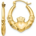 thumbnail image 1 of 14K Yellow Gold Polished Claddagh Hoop Earrings (12 X 3) Made In Indonesia t902, 1 of 6