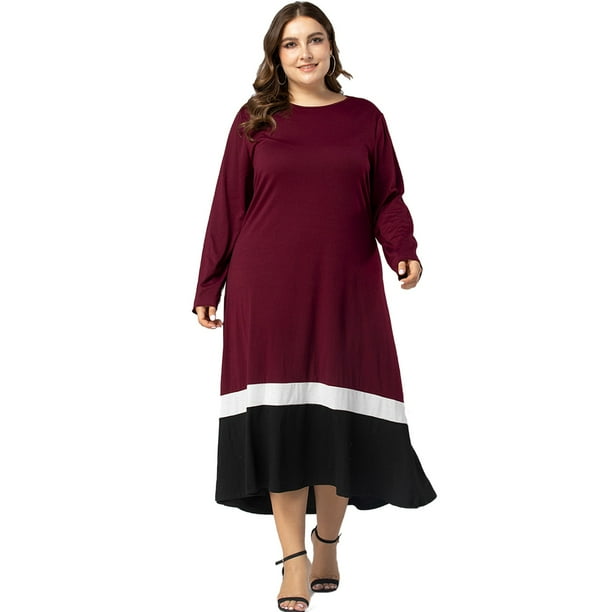 Tralilbee Large Size Loose Simple Modern Fashion Print Dress Women