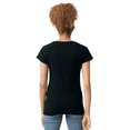 thumbnail image 3 of Gildan Women’s V-Neck Black T-Shirt Single Pack Cotton Softstyle Short Sleeves Blank Tee Size - L, 3 of 5