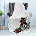 thumbnail image 4 of Hockey Soft Flannel Fleece Throw Blanket, Artwork of a Goalie Playing Sports Passionate Professional Game Theme, Cozy Plush for Indoor and Outdoor Use, 70" x 90", Multicolor, by Ambesonne, 4 of 5