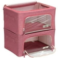 thumbnail image 6 of Sorbus Oxford Fabric Storage Bins: Stackable, Foldable Organizer Bags, with Clear Window (Set of 2), Pink, 6 of 11