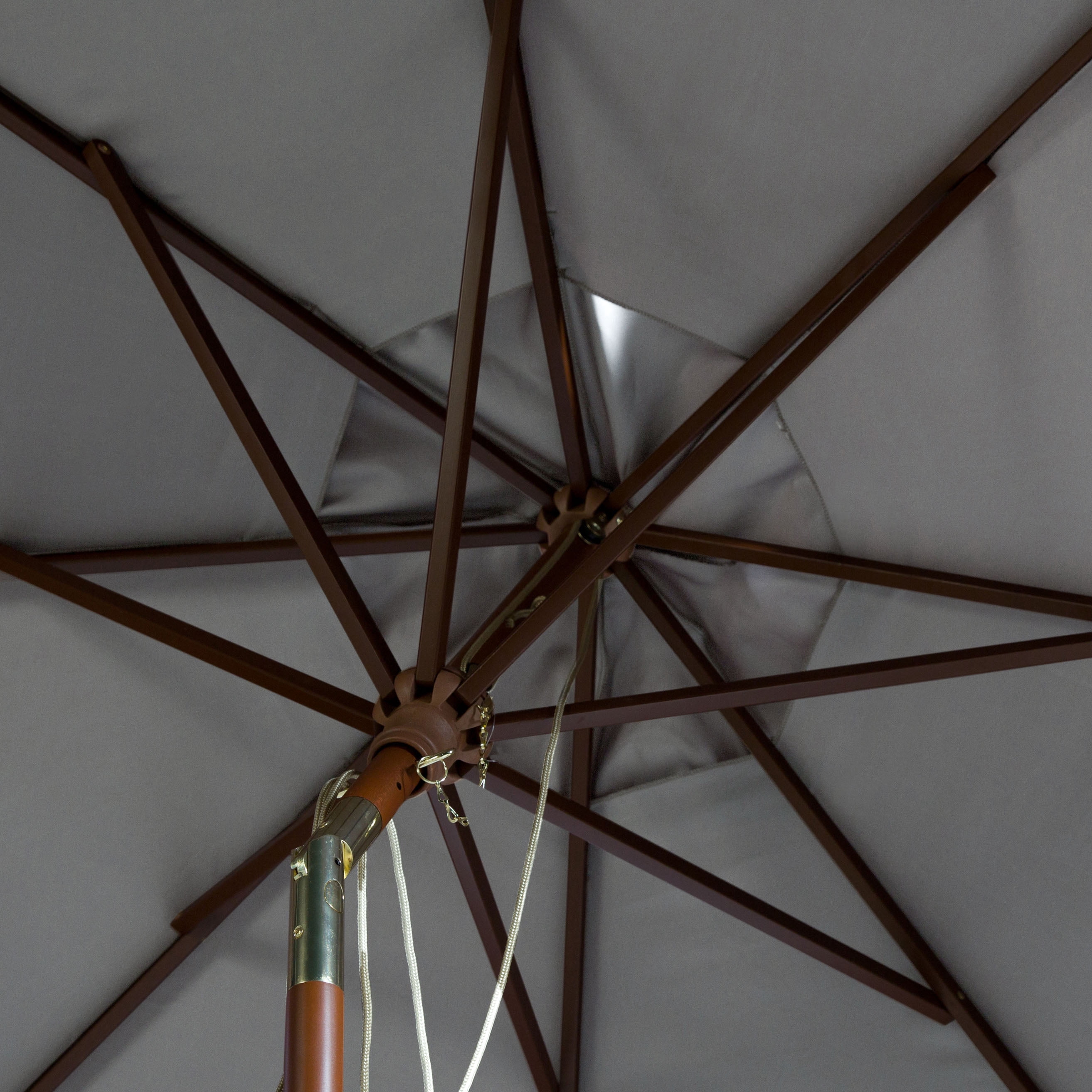 Safavieh Cannes 9' Market Push Wooden Patio Umbrella, Grey