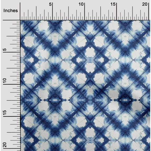 oneOone Cotton Poplin Twill Indigo Blue Fabric Geometric Shibori Diy Clothing Quilting Fabric Print Fabric By Yard 56 Inch Wide