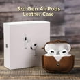 thumbnail image 5 of Hiram Crazy Horse Cowhide Leather Case for 3rd Gen AirPods, Portable Travel Case for AirPods 3rd Gen, Brown, 5 of 7