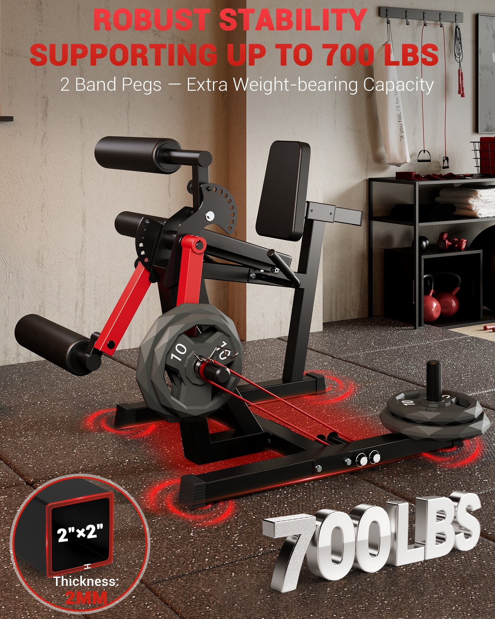 Leg Extension and Curl Machine for Home Gym, 700LB Adjustable Leg Curl Machine for Lower Body Workouts, Seated Leg Workout Equipment Compatible with 1'' and 2'' Weight Plates