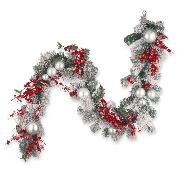 National tree company artificial christmas garland silver evergreen