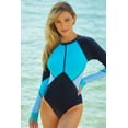 thumbnail image 3 of POGLIP Maillot de Bain à Manches Longues avec Fermeture Éclair pour Femmes, Vert, 3 of 6