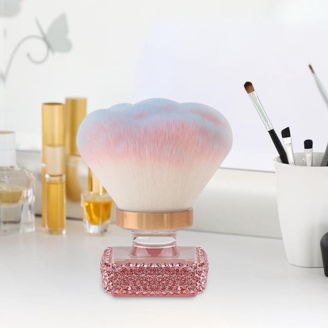 Cepillo de maquillaje Mostar la cara del cepillo Arte de uñas Pepinillo Cepillo de fibra suave y suave Cepillo de polvo de fibra suave para mujeres Rosa