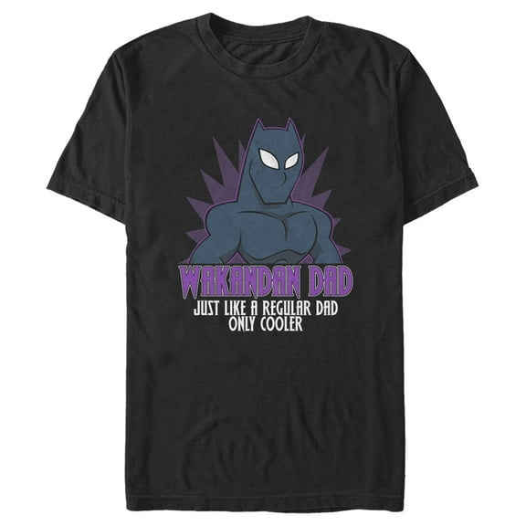 Men's Marvel Black Panther Wakandan Dad Just Like a Regular Dad Only Cooler Graphic Tee Black 2X Large
