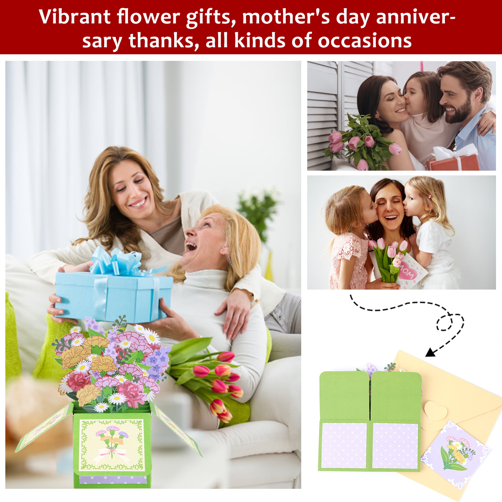For Mothers Days Fathers Day, Details about   Carnation Mother's day Pop Up 3D Greeting Card 