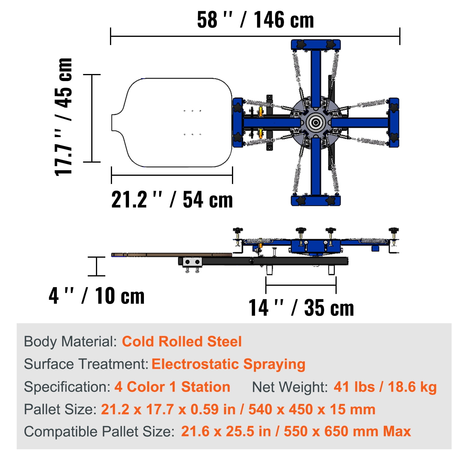 KFFKFF Screen Printing, Dimensions: 21.2x17.7in / 54x45cm, 360° Rotating Silk Print Press, Dual-Layer Alignment Tray for Customized T-Shirt Printing