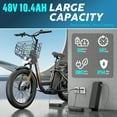 thumbnail image 3 of Caroma Peak 1200W Electric Scooter with Seat, 20" Fat Tire Electric Scooter Adults 48V Removable Battery, Up to 30Miles & 20MPH, Foldable Adult Electric Scooter for Commuting with Basket&2 Seater, 3 of 7