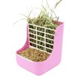 thumbnail image 1 of Tignapoo Pink Rabbit Feeding Station - Dual-Level Grass Rack & Food Bowl for Small Animals like Guinea Pigs and Chinchillas, Easy to Install and Clean with Stainless Steel Protection., 1 of 6