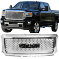thumbnail image 2 of Ikon Motorsports Compatible with 14-15 GMC Sierra 1500 Denali Style Chrome Front Bumper Hood Mesh Grille-ABS 2014 2015, 2 of 7