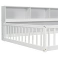 thumbnail image 3 of Noble House Lester Full Size Floor Bed, Pine Wood Frame with Side Bookcase, Shelves, and Guardrails for Kids, White, 3 of 11