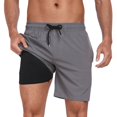 thumbnail image 7 of Mens Swim Trunks with Compression Liner 2 in 1 Quick Dry Bathing Suit Beach Shorts with Zipper Pockets, 7 of 7