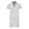 thumbnail image 3 of toraway Mens Shirts Light Blue Long Sleeve Male Casual Striped Gradient Ramp Print Two Piece Suit Zipper Short Sleeve Top Blouse Suit Drawstring Pocket Short Set XXL, 3 of 4