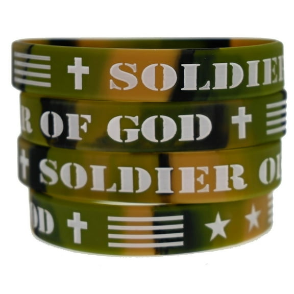 Soldier of God Camouflage Silicone Bracelets Package of 12