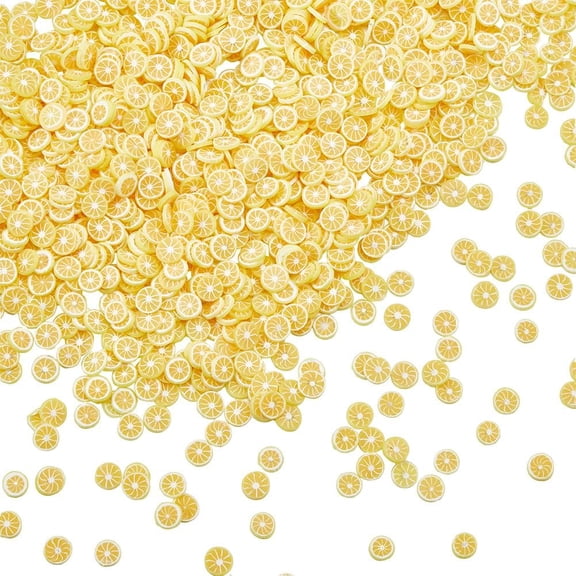 1 Box 100G Orange Slice Charms Fruit Cabochons Bulk Yellow Round Polymer Clay Flatback Fruits Sprinkles Mini Filler Embellishments Cabochon for Scrapbooking DIY Craft Nail Art Accessories DIY