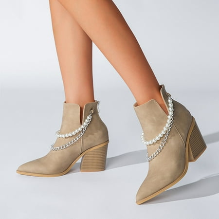 

PhoneSoap Women s Boots Fashion Characteristic Shoes Thick-Soled Mid-Length Boots Ankle Boots Khaki