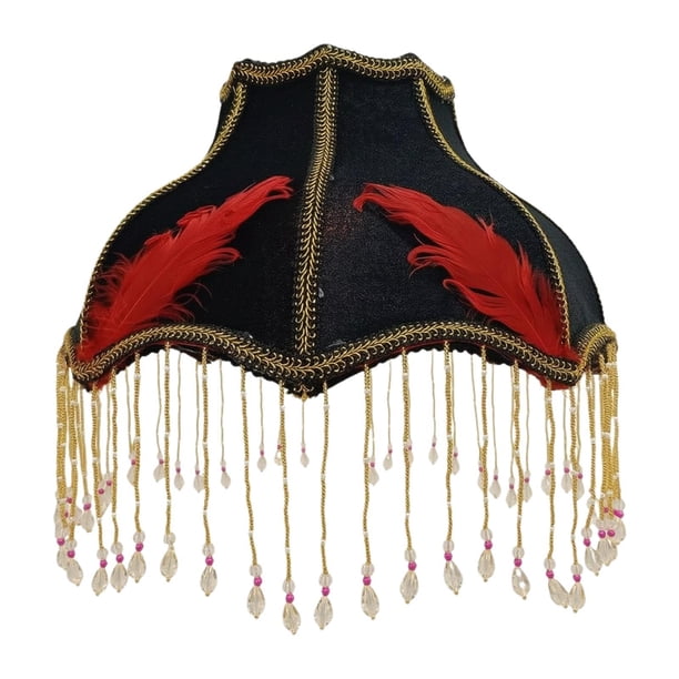 Pantalla de lámpara Cubierta de luz Versátil E27 Accesorios de moda Pantalla de hogar europea Negro Rojo 31cmx28cm