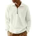 thumbnail image 2 of Zimjoy Mens Quarter Zipper Pullover Casual Lightweight 1/4 Zip Sweater Men Fall Mock Neck Long Sleeve 1/4 Zipper Pullover Mens Texture Waffle Sweatshirt, Beige XL, 2 of 4